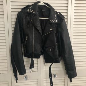 Nasty Gal— Black Fringe Leather Jacket